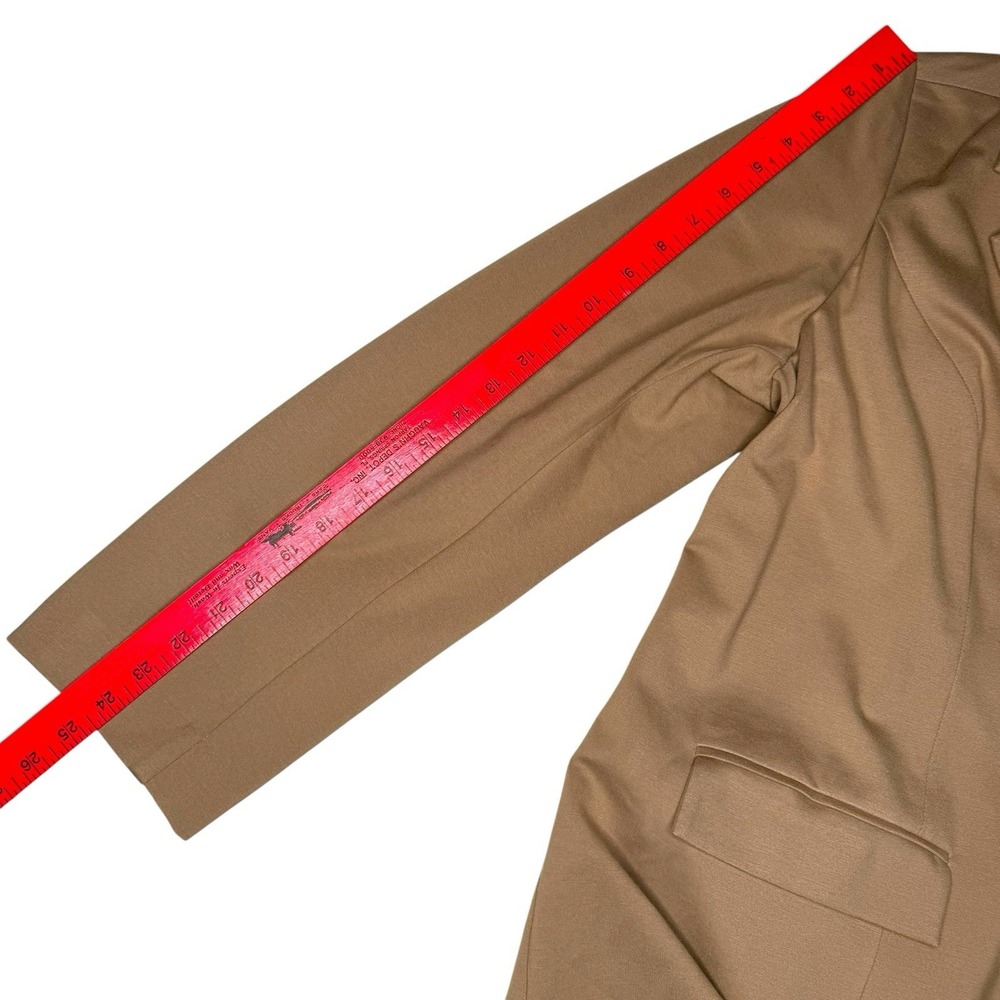 J. Jill‎ Ponte Stretch Knit Blazer Jacket Camel Tan Longline 3 Button L/XL Cozy - Picture 10 of 12